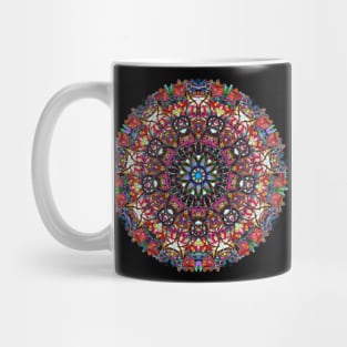 Red Glass Rose Window Mandala Mug